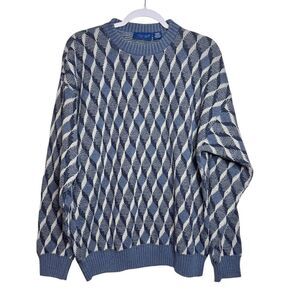 Vintage Towncraft Acrylic‎ Sweater Men's XL Blue Pullover Grandpa Cosby Grunge